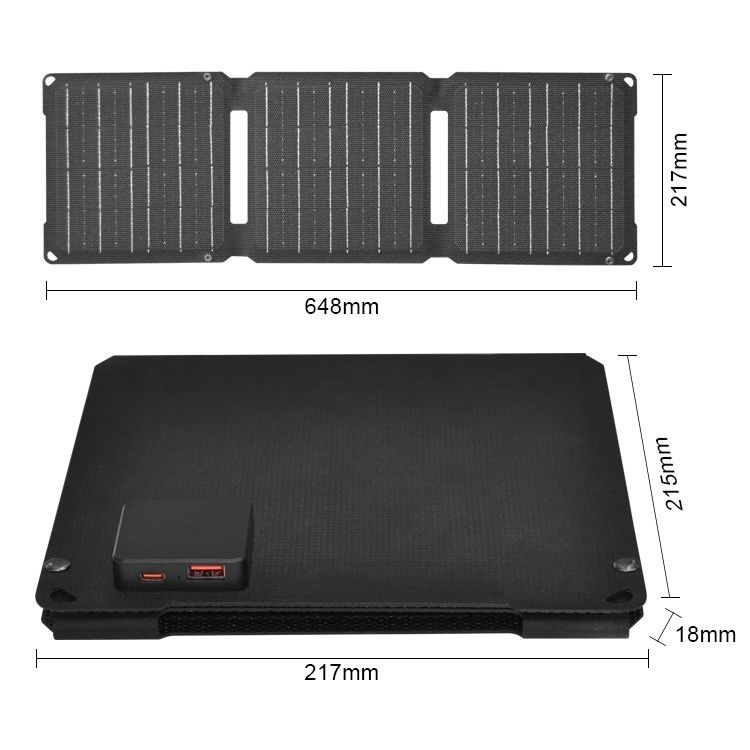 Sacchetto solare portatile monocellulare da 20W con uscita USB tipo-C e materiale di superficie ETFE