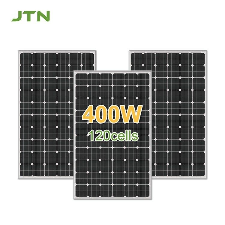 Pannello solare a 400 Watt pieno nero con superficie vetrata e 12 anni di lavorazione