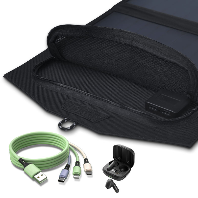 Custom Mini Round Semi Flessibile Power Up Camping Gears 21W pannello solare pieghevole con 1