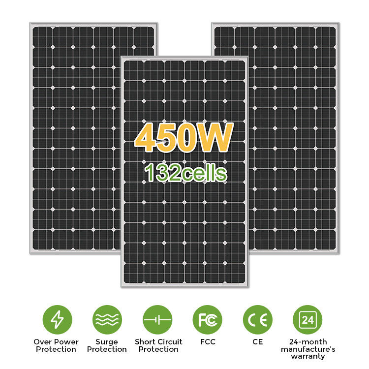 156.75mmx156.75mm Dimensione cellulare Mono 400w 450w 460w 480w Pannelli solari per l'alimentazione del sistema domestico